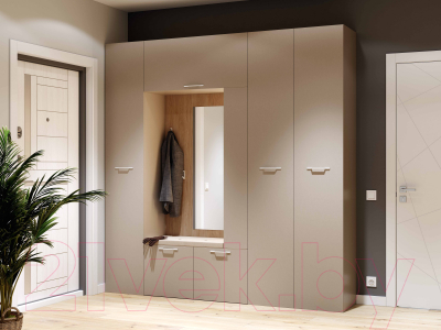 Секция в прихожую Мебельград Джерси с зеркалом и подсветкой