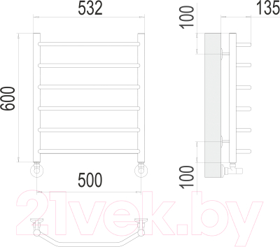 Полотенцесушитель водяной Terminus Виктория П6 500x600