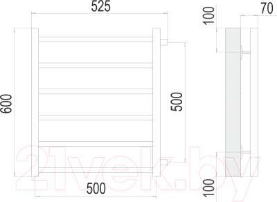 Полотенцесушитель водяной Terminus Вега П6 500x600
