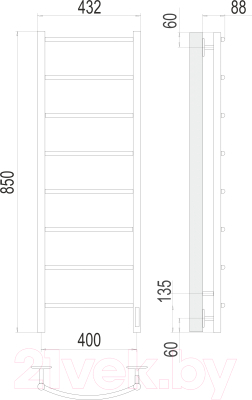 Полотенцесушитель электрический Terminus Классик П8 400x850 (RAL 9003, Quick Touch)