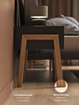 Прикроватная тумба Crafto Мунк 04 44x40x50 (графит дуб)