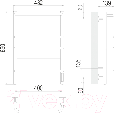 Полотенцесушитель электрический Terminus Евромикс П6 400x650