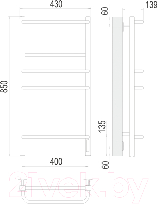 Полотенцесушитель электрический Terminus Евромикс П8 400x850 (квадро, Quick Touch)