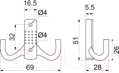 Крючок для одежды AKS WP12