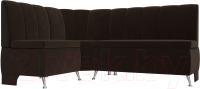 Уголок кухонный мягкий Лига Диванов Кантри 113 левый / 60332 (микровельвет, коричневый) - фото