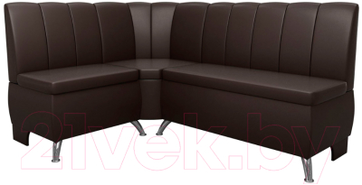 Уголок кухонный мягкий Лига Диванов Кантри 113 левый / 60337 (экокожа, коричневый) - фото
