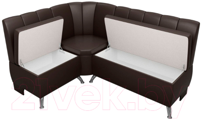 Уголок кухонный мягкий Лига Диванов Кантри 113 левый / 60337 (экокожа, коричневый)