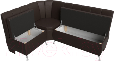 Уголок кухонный мягкий Лига Диванов Кантри 113 левый / 60337 (экокожа, коричневый)
