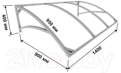 Каркас козырька ИМпласт Скат Цинк 1400х900