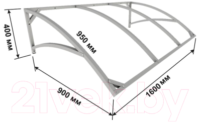 Каркас козырька ИМпласт Скат Цинк 1600х900