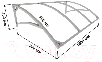 Каркас козырька ИМпласт Скат Цинк 1800х900