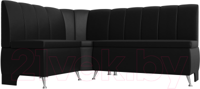 Уголок кухонный мягкий Лига Диванов Кантри 113 левый / 60338 (экокожа, черный) - фото