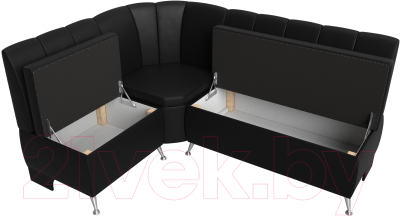 Уголок кухонный мягкий Лига Диванов Кантри 113 левый / 60338 (экокожа, черный)