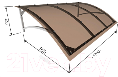 Козырек ИМпласт Скат Цинк 1600х950 Тонированный