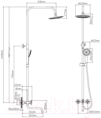 Душевая система со смесителем Diadonna Д80-335354