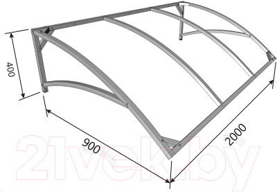 Каркас козырька ИМпласт Скат Цинк 2000х900