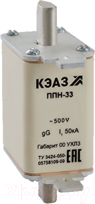 Предохранитель плавкий низковольтный КЭАЗ ППН-33-X0-00С-100А-УХЛ3 / 111293 - фото