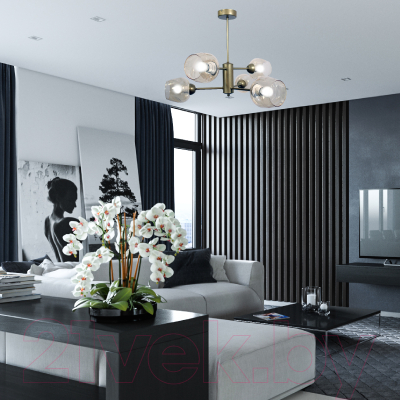 Люстра Элетех Адель 161 НПБ 01-6x60-125 Е27 / 1005405231 (золото)