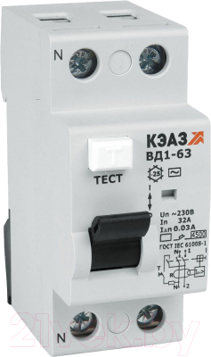 Устройство защитного отключения КЭАЗ ВД1-63-2280-АС-УХЛ4 / 221908 - фото