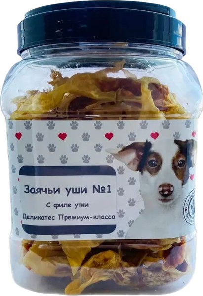 Лакомство для собак O'dog Заячьи уши №1 с филе утки - фото