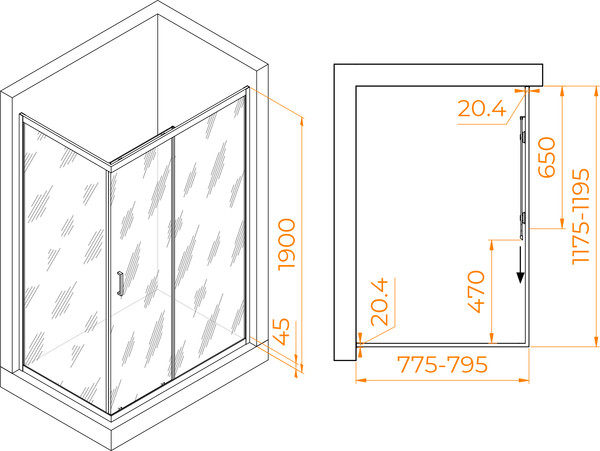 Душевой уголок RGW PA-245 / 410824582-11