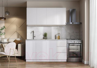 Кухонный гарнитур Артём-Мебель Мэри СН-114 ДСП 1.6м (белый)