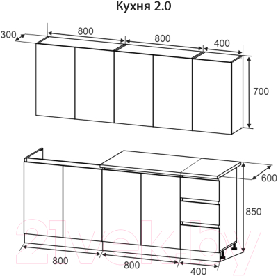 Кухонный гарнитур Артём-Мебель Мэри СН-114 ДСП 2.0м (белый)