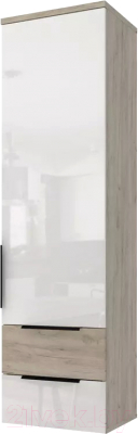 Шкаф навесной Stolline Альянс с ящиками / 435.06 (дуб крафт/белый глянец) - фото