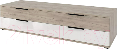 Тумба Stolline Альянс под ТВ 4 ящика / 435.07 (дуб крафт/белый глянец) - фото
