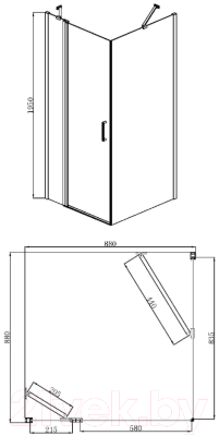Душевой уголок Adema Сканди 90 (черный/прозрачное стекло)
