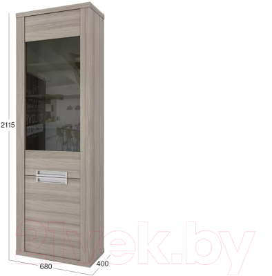 Шкаф с витриной Stolline Честерфилд / СТЛ.365.02 (шорвуд)