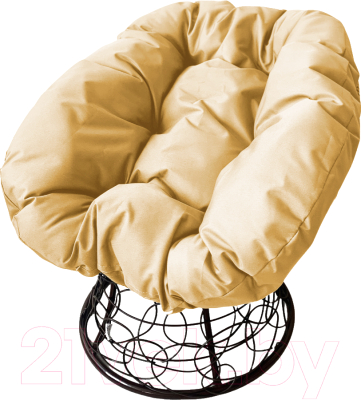 Кресло садовое M-Group Пончик / 12320401 (черный ротанг/бежевая подушка) - фото