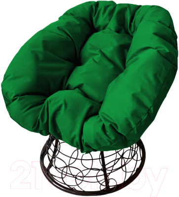 Кресло садовое M-Group Пончик / 12320404 (черный ротанг/зеленая подушка) - фото
