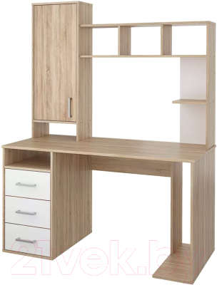 Компьютерный стол Stolline Мика с надстройкой / СТЛ.165.16 (дуб сонома/белый) - фото