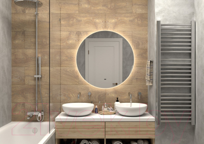 Зеркало Континент Ajour Led D 64.5 (с часами, нейтральная подсветка)