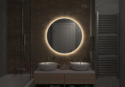 Зеркало Континент Ajour Led D 64.5 (с часами, нейтральная подсветка)