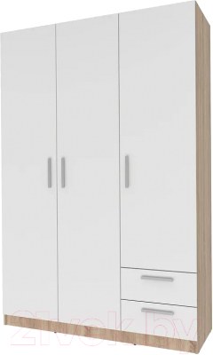Шкаф Stolline Илга 3-х дверный с ящиками / СТЛ.415.01 (дуб сонома/белый) - фото
