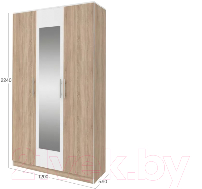Шкаф Stolline Оливия 3-х дверный с зеркалом / СТЛ.109.06 (дуб сонома/белый)
