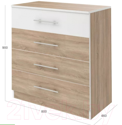 Комод Stolline Оливия с 4 ящиками / СТЛ.109.07 (дуб сонома/белый)