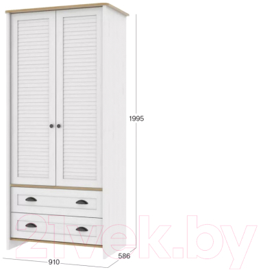 Шкаф Stolline Тифани 2-х дверный с ящиками / СТЛ.305.16 (дуб небраска/белый)