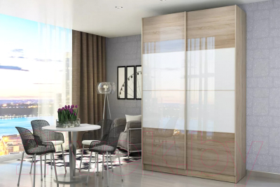 Шкаф-купе Stolline Марвин-3 2-х дверный / СТЛ.299.05 (дуб сонома/белый глянец/дуб светлый)