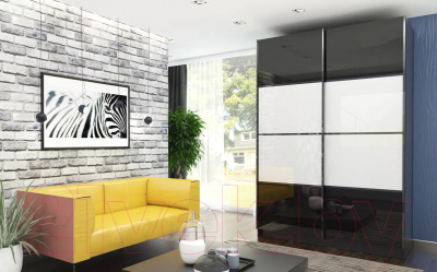 Шкаф-купе Stolline Марвин-3 2-х дверный / СТЛ.299.05 (дуб феррара/белый глянец/дуб феррара глянец)