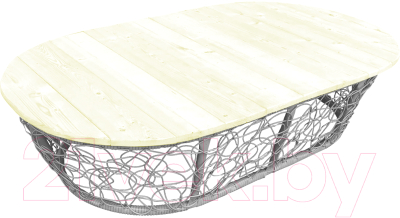 Стол садовый M-Group Мамасан овальный / 19060300 (серый с ротангом) - фото
