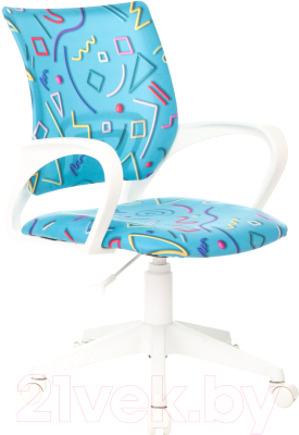Кресло детское Бюрократ Burokids 1W / 1920811 (голубой Sticks 06/пластик белый) - фото