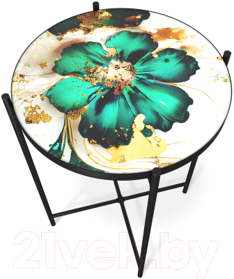 Журнальный столик Sheffilton SHT-CT8-3 (малахитово-зеленый/черный муар)