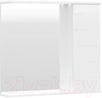 Шкаф с зеркалом для ванной Volna Joli 80 правый (белый) - фото