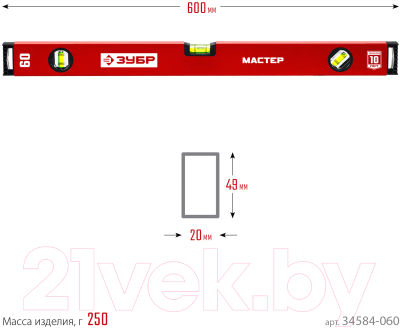 Уровень строительный Зубр Мастер 34584-060_z01