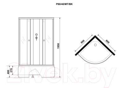 Душевая кабина Niagara Promo P80/40/MT/BK 80x80x195