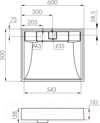 Умывальник Акватон Рейн 60