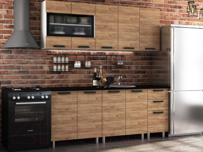 Кухонный гарнитур BTS Крафт 2.0 столешница 2000 (белый/крафт)